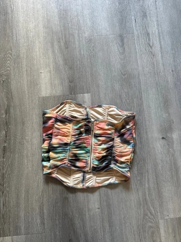Bershka Multi-Coloured Printed Bardot Corset