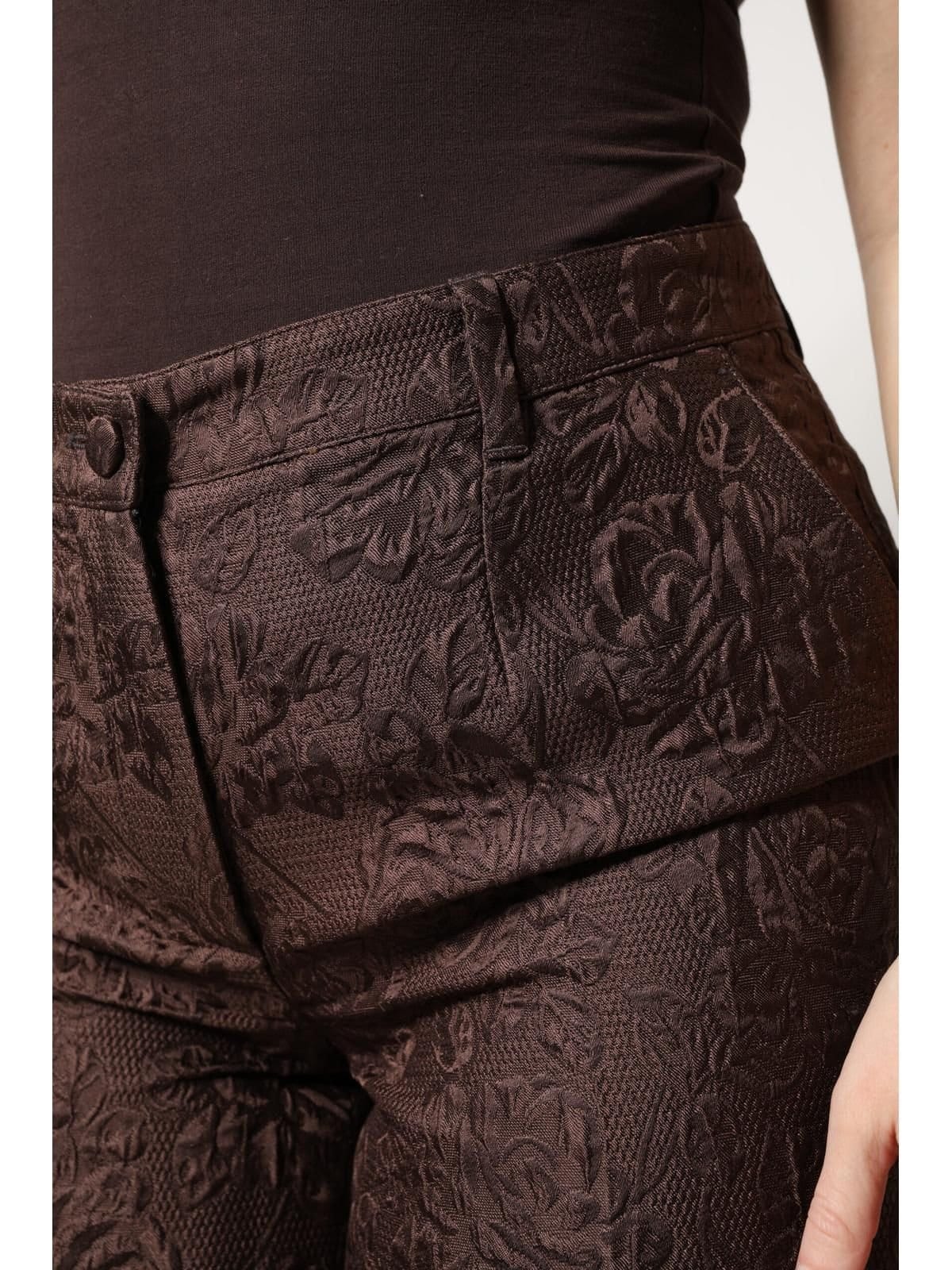 Dolce & Gabbana Dolce & Gabbana Women's Brown Floral Brocade Mid Waist Mini Short - 4