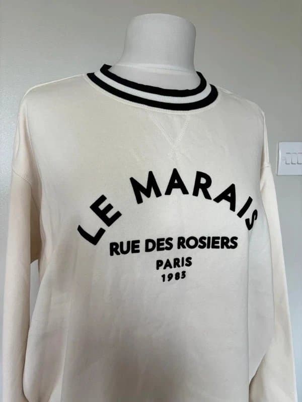H&M New H&M cream & black oversized Le Marais logo sweatshirt - size L