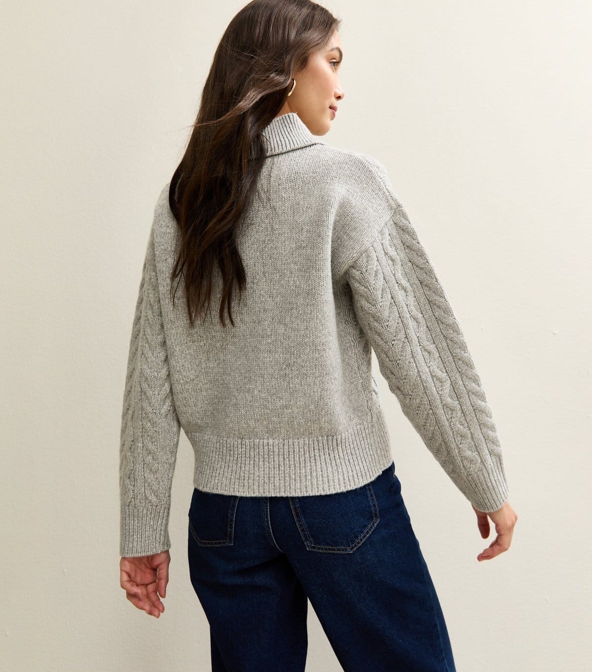 New Look Women's Grey Cable Knit Rib Collar Jumper New Look - 4