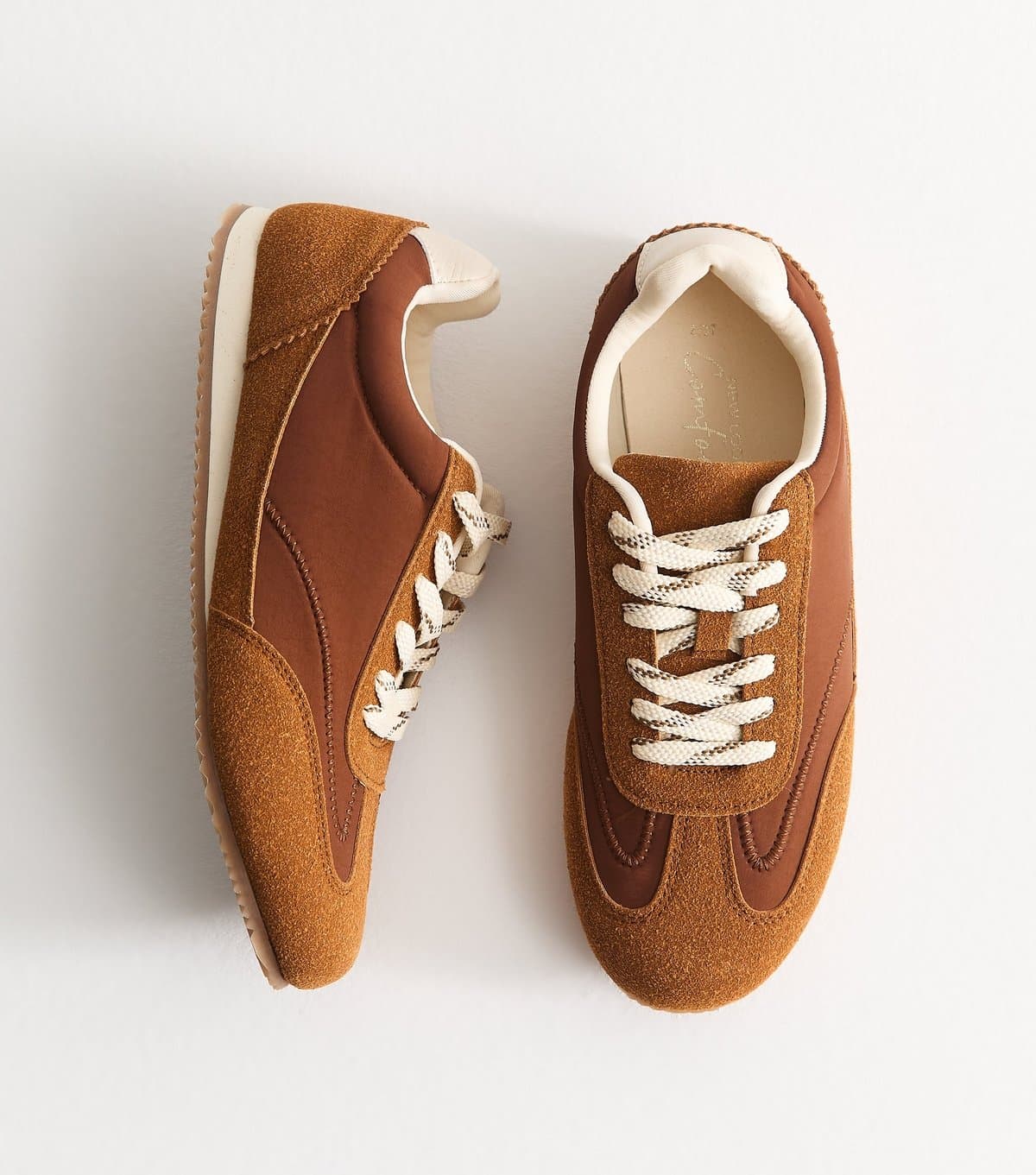 New Look New Look Tan Faux Leather Panelled Jogger Trainers