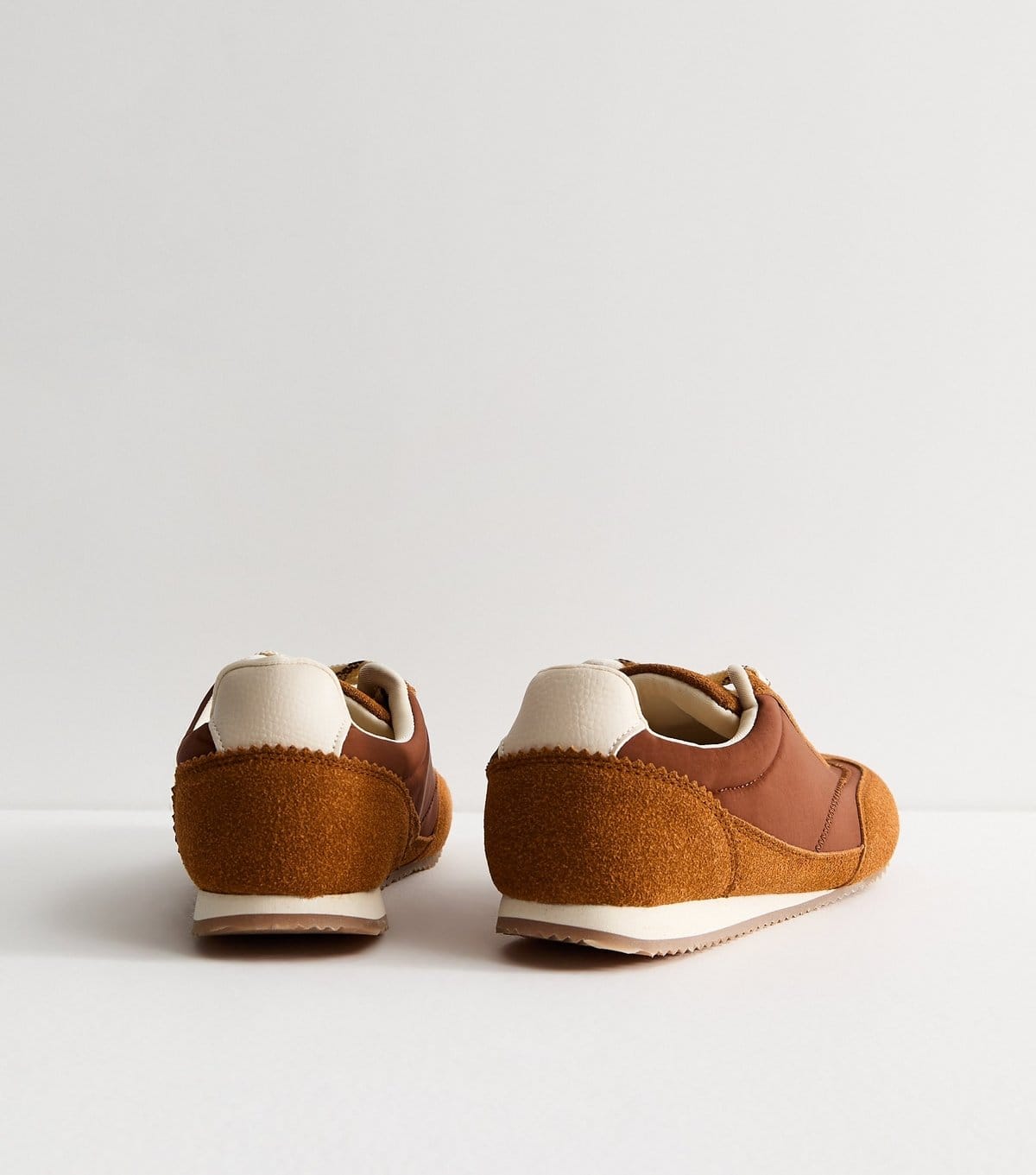 New Look Women's Tan Faux Brushed Leather Panelled Jogger Trainers Vegan New Look - 4