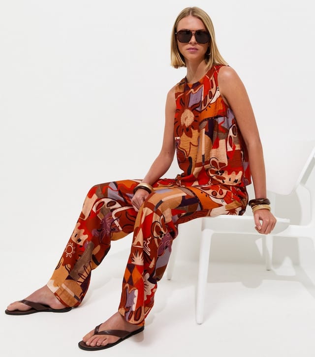 New Look Women's Multicoloured Printed Goya Wide Leg Trousers New Look - 3