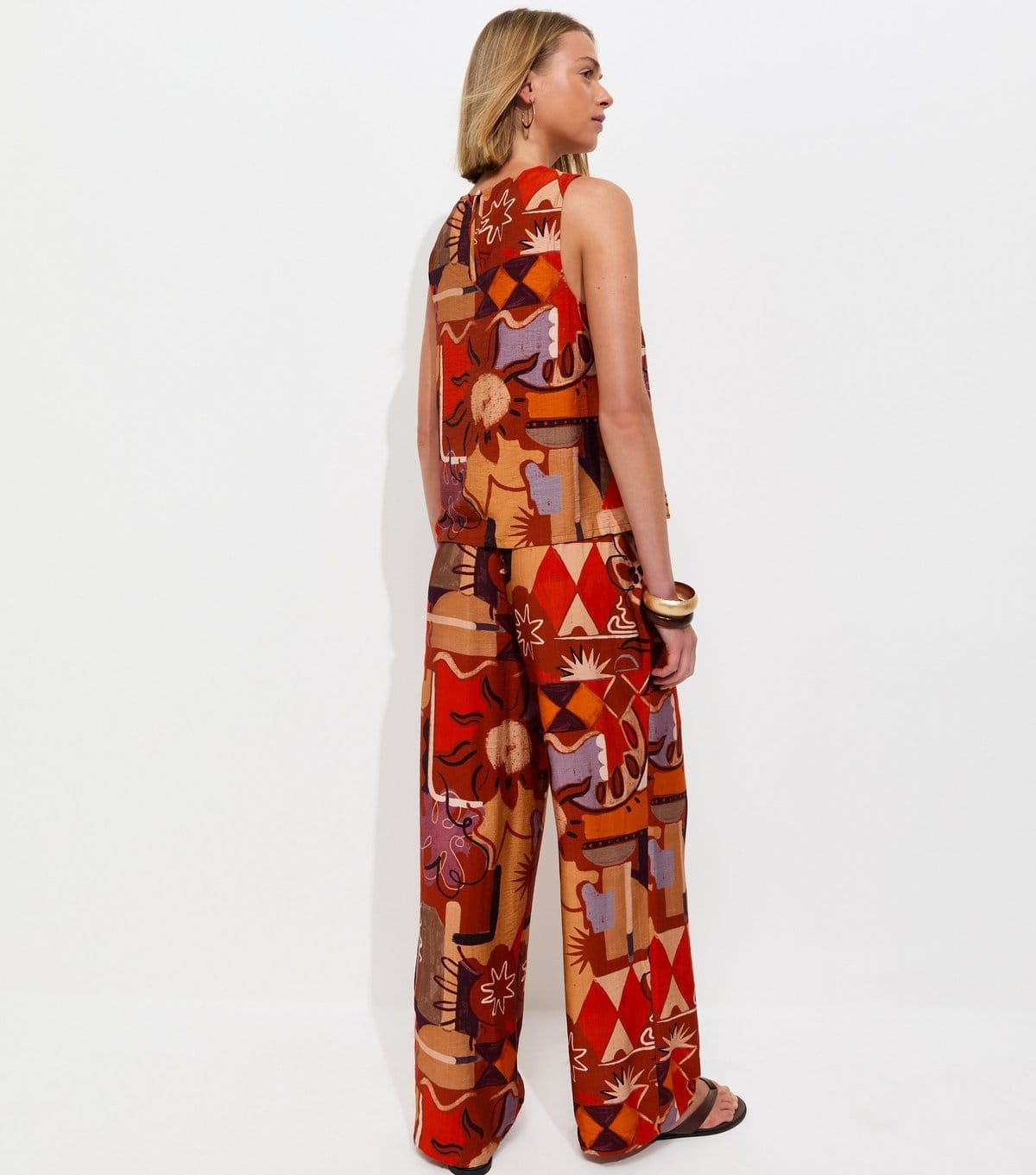 New Look Women's Multicoloured Printed Goya Wide Leg Trousers New Look - 4