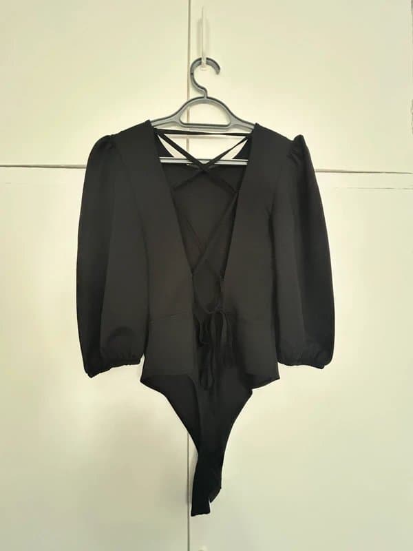 ASOS Black asos laced open back bodysuit size 12