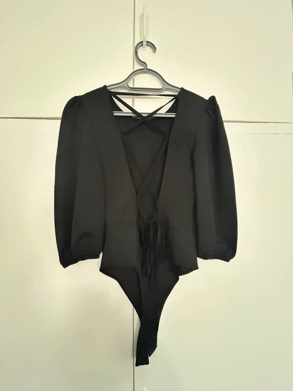 ASOS Black Laced Open Back Bodysuit Size 12