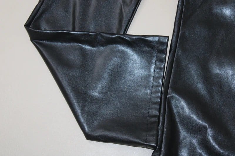 ASOS Womens Black Faux Leather Trousers Straight Leg High Waist