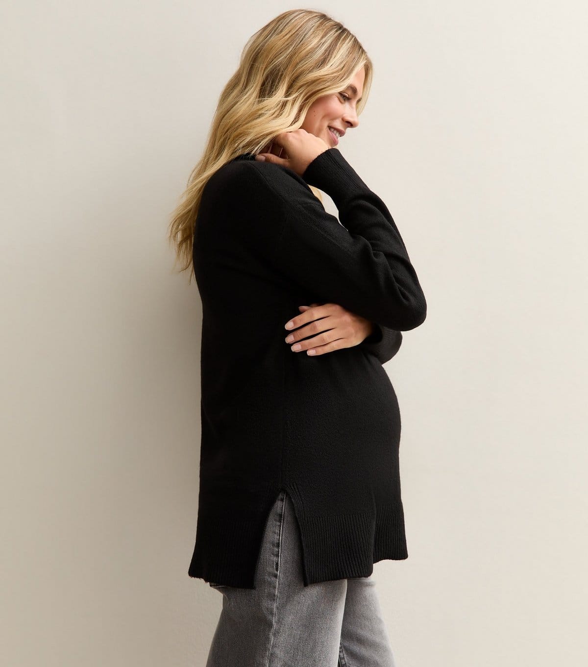 New Look Maternity Black Side Slit Jumper