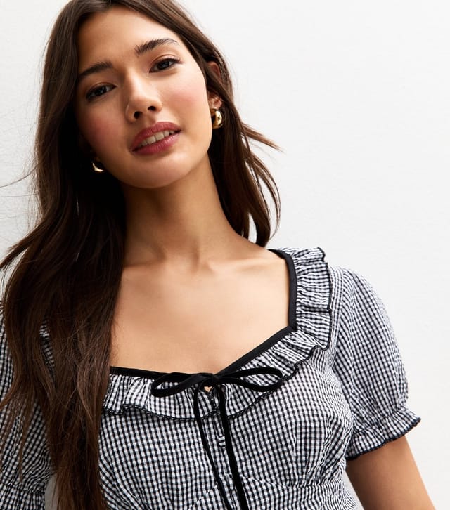 New Look Women's Black Gingham Tie Back Playsuit New Look - 3