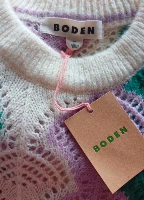 Boden Boden Ivory/Soft Lavender Pink Fluffy Raglan Jumper RRP £99 - size M