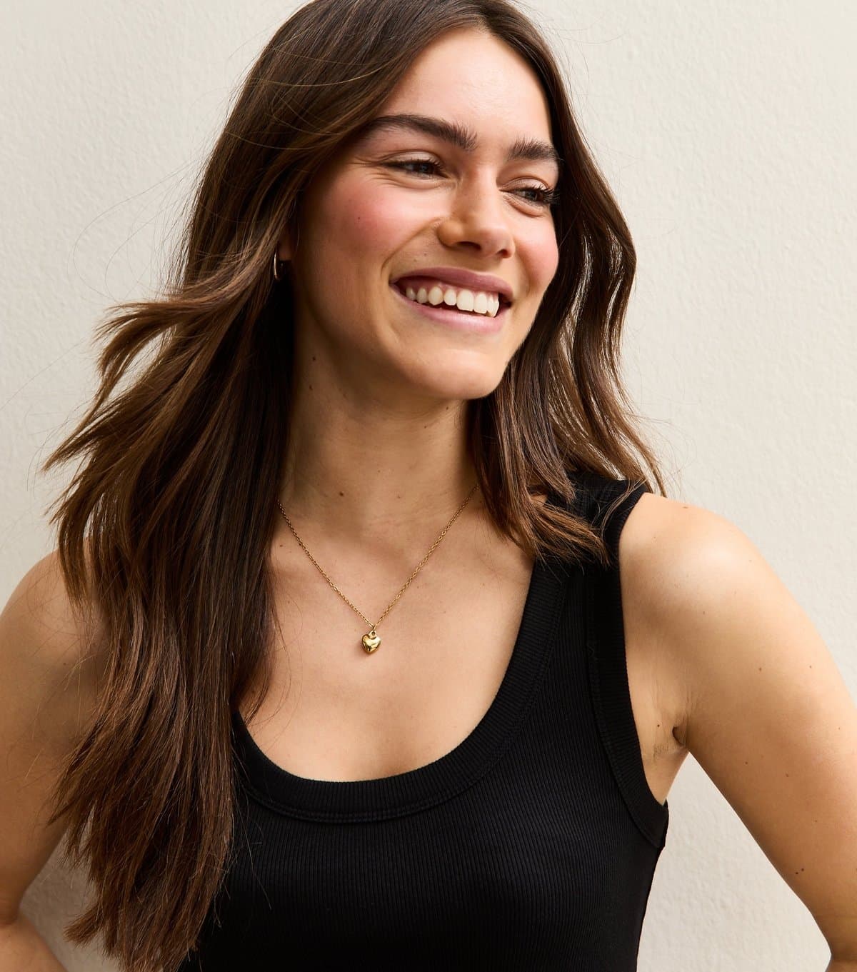 New Look New Look Black Ribbed Scoop Neck Tank Top