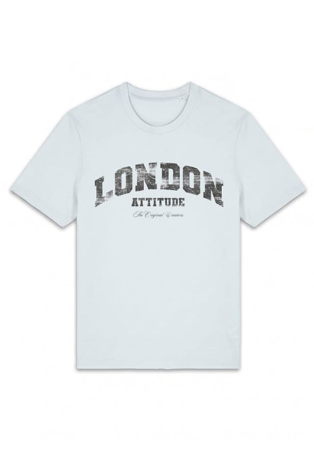 LONDON ATTITUDE LONDON ATTITUDE Men's Original Creators Premium Cotton T-Shirt with Vintage Black Logo in Pale Blue - 2