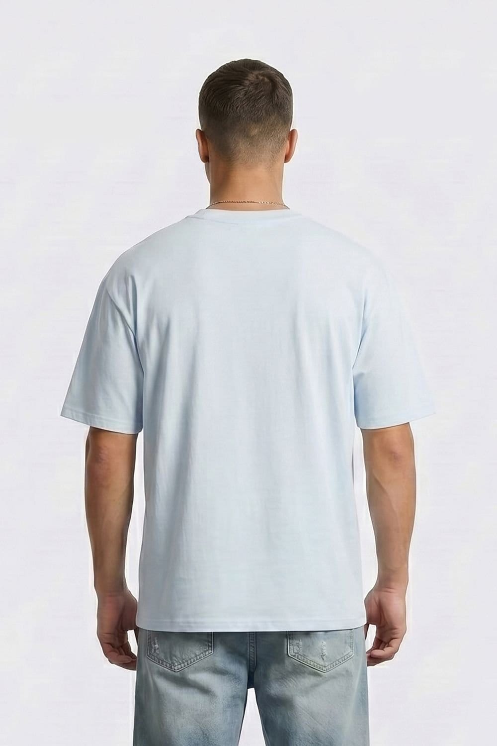 LONDON ATTITUDE LONDON ATTITUDE Men's Original Creators Premium Cotton T-Shirt with Vintage Black Logo in Pale Blue - 4