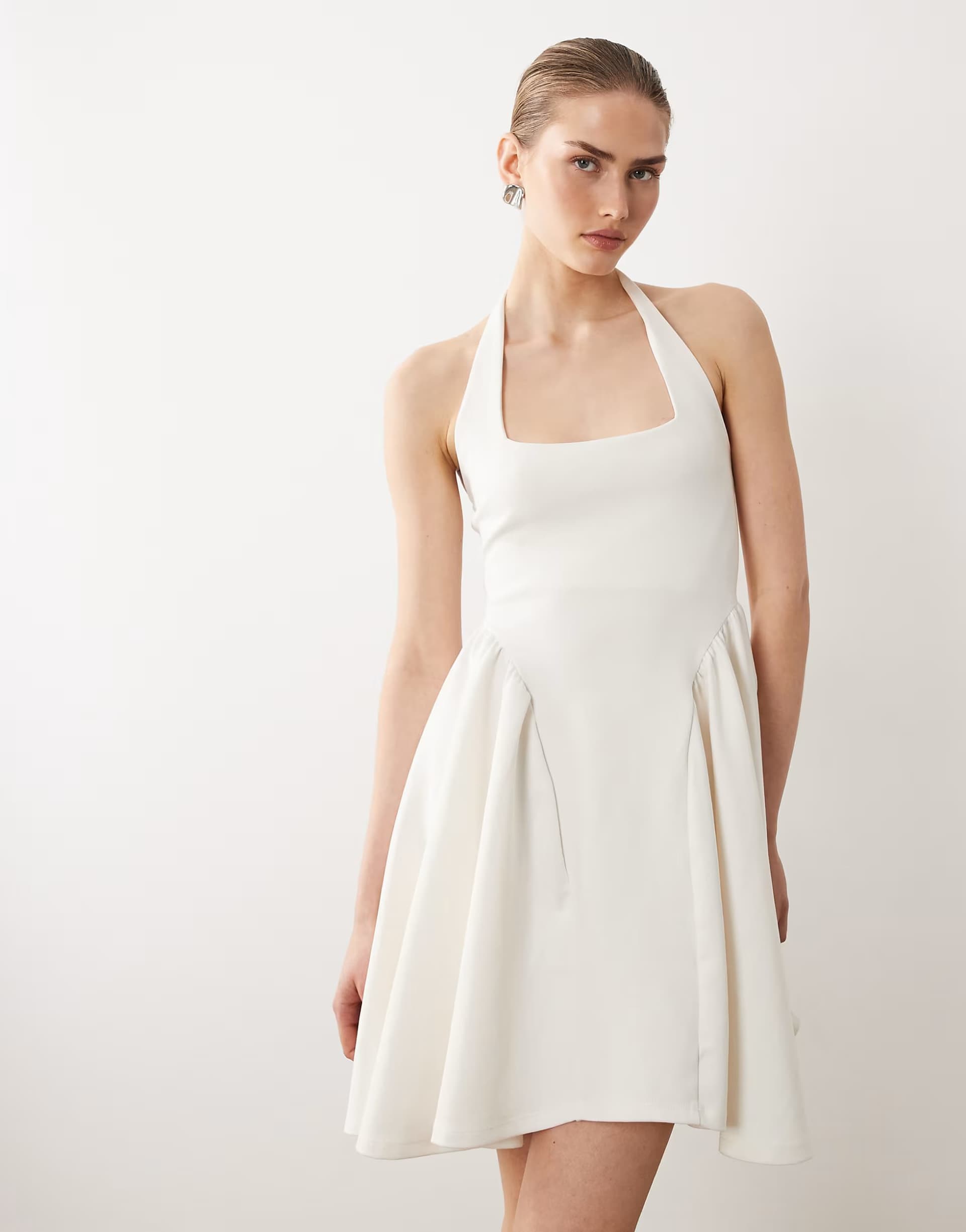 ASOS New Look halterneck mini dress in white