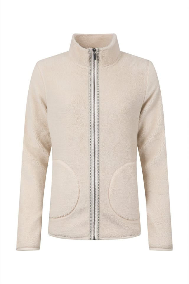 Weird Fish Weird Fish Women's Lucille Lightweight Full Zip Borg Fleece in Ecru - 2