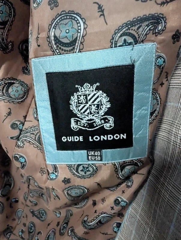Guide London Men's Guide London Light Grey Multi Check Contrast Stitch Slim Fit Suit - 40R/34R