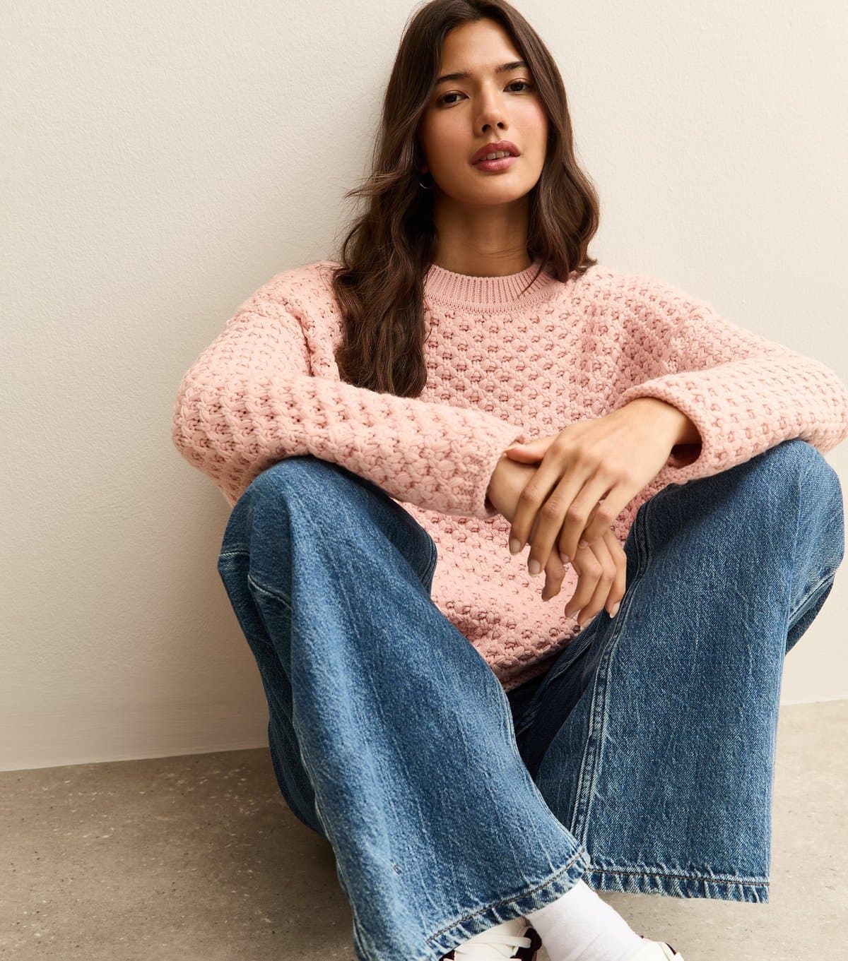 New Look Women's Light Pink Stitch Knit Jumper New Look