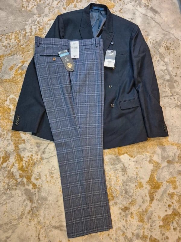 Next/Topman Navy & Blue Check Mix & Match Mens Suit