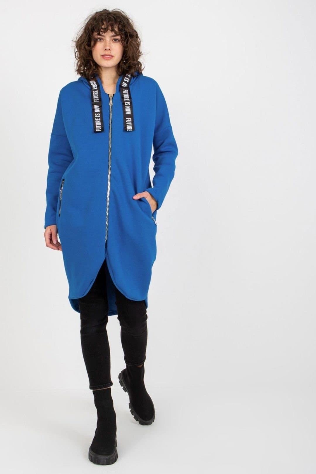 Love Lace Love Lace Women's Zip Hooded Sweatshirt With Side Zip Pockets in Blue