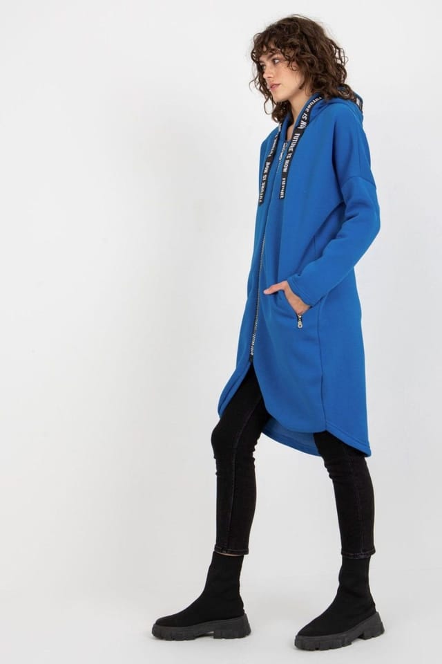 Love Lace Love Lace Women's Zip Hooded Sweatshirt With Side Zip Pockets in Blue - 2