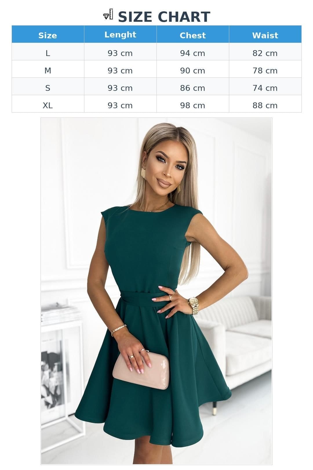 Love Lace Love Lace Women's Flared Belted Sleeve Dress Green - 4