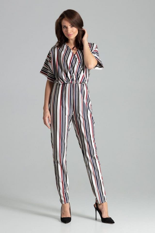 Love Lace Love Lace Women's Striped Kimono Sleeve Jumpsuit Elastic Waist - 2
