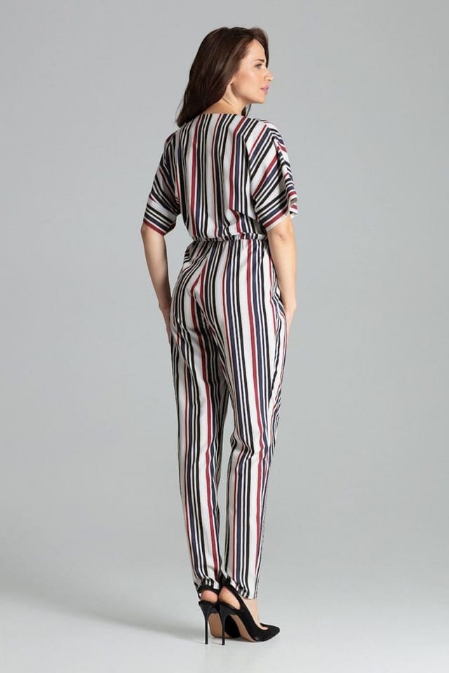 Love Lace Love Lace Women's Striped Kimono Sleeve Jumpsuit Elastic Waist - 3