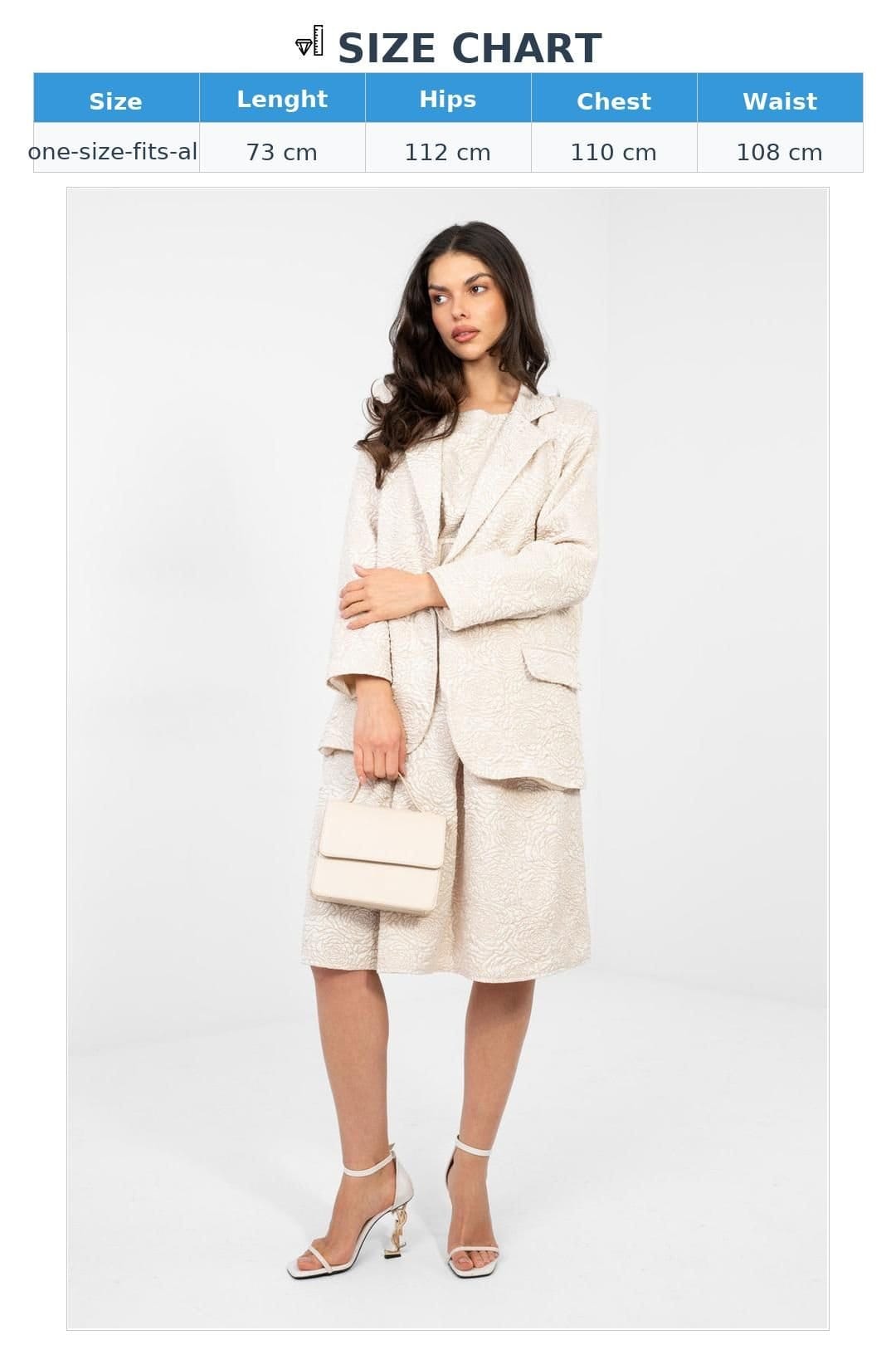 Love Lace Love Lace Women's Floral Embossed Textured Blazer for Work in Beige - 4
