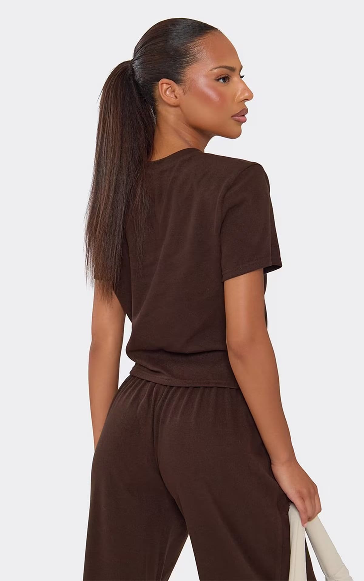 Short Sleeve Basic Top In Brown, Women's Size UK 6