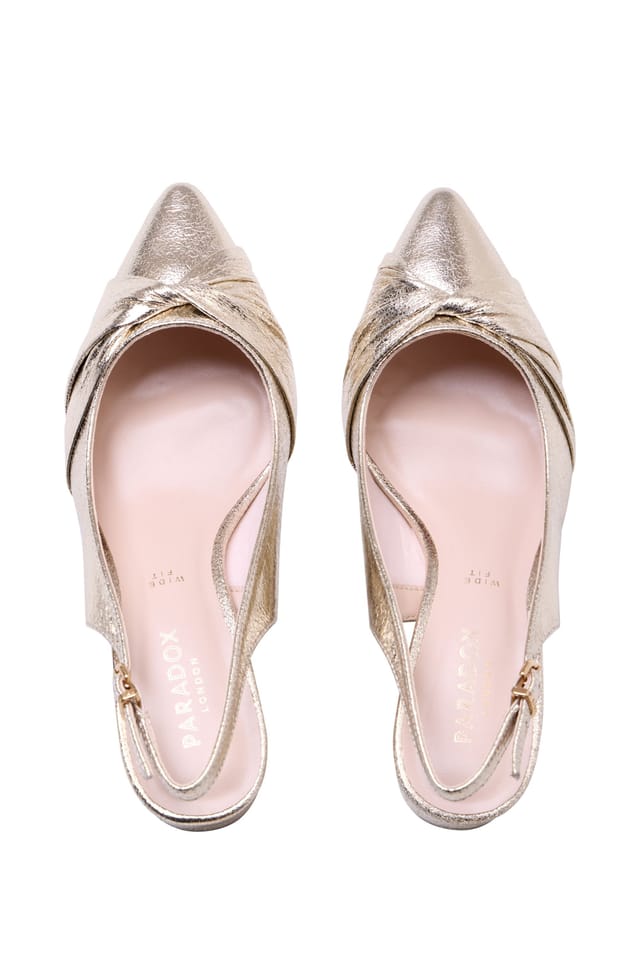 Paradox London Paradox London Women's Giverny' Wide Fit Slingback Court Shoes in Metallic Gold - 3