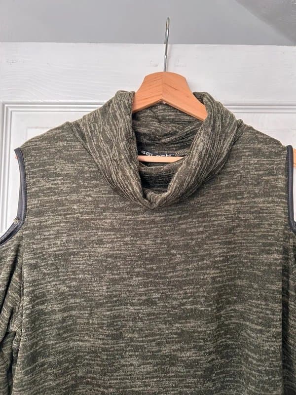 Select Khaki Cold Shoulder Cowl Neck Bodycon Dress