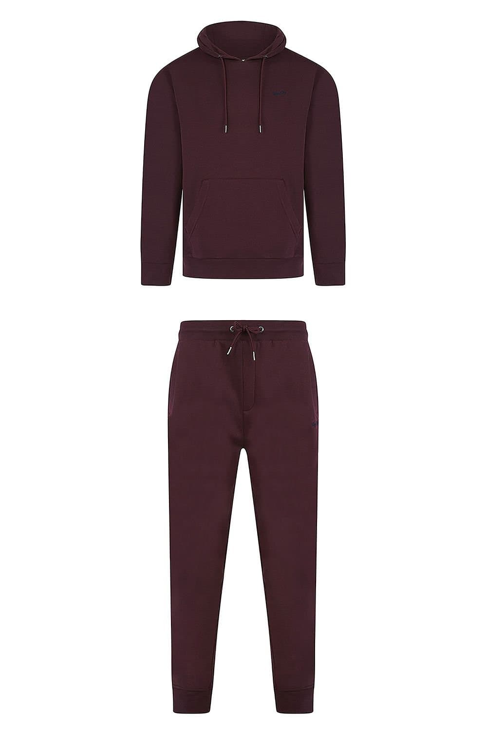 Tokyo Laundry Tokyo Laundry Men's Cotton Blend Hoody & Jogger Set in Burgundy