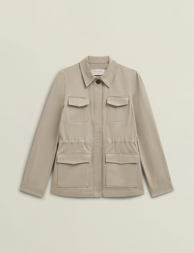Hobbs London Hobbs London Women's Mandy Drawstring waist Utility Jacket in Pale Grey - 2