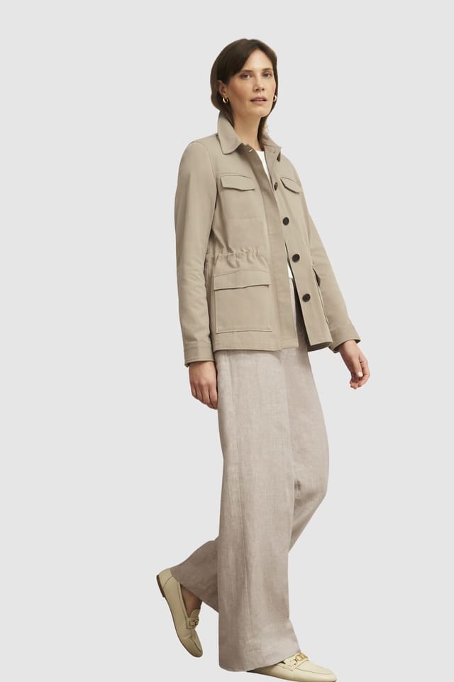 Hobbs London Hobbs London Women's Mandy Drawstring waist Utility Jacket in Pale Grey - 3