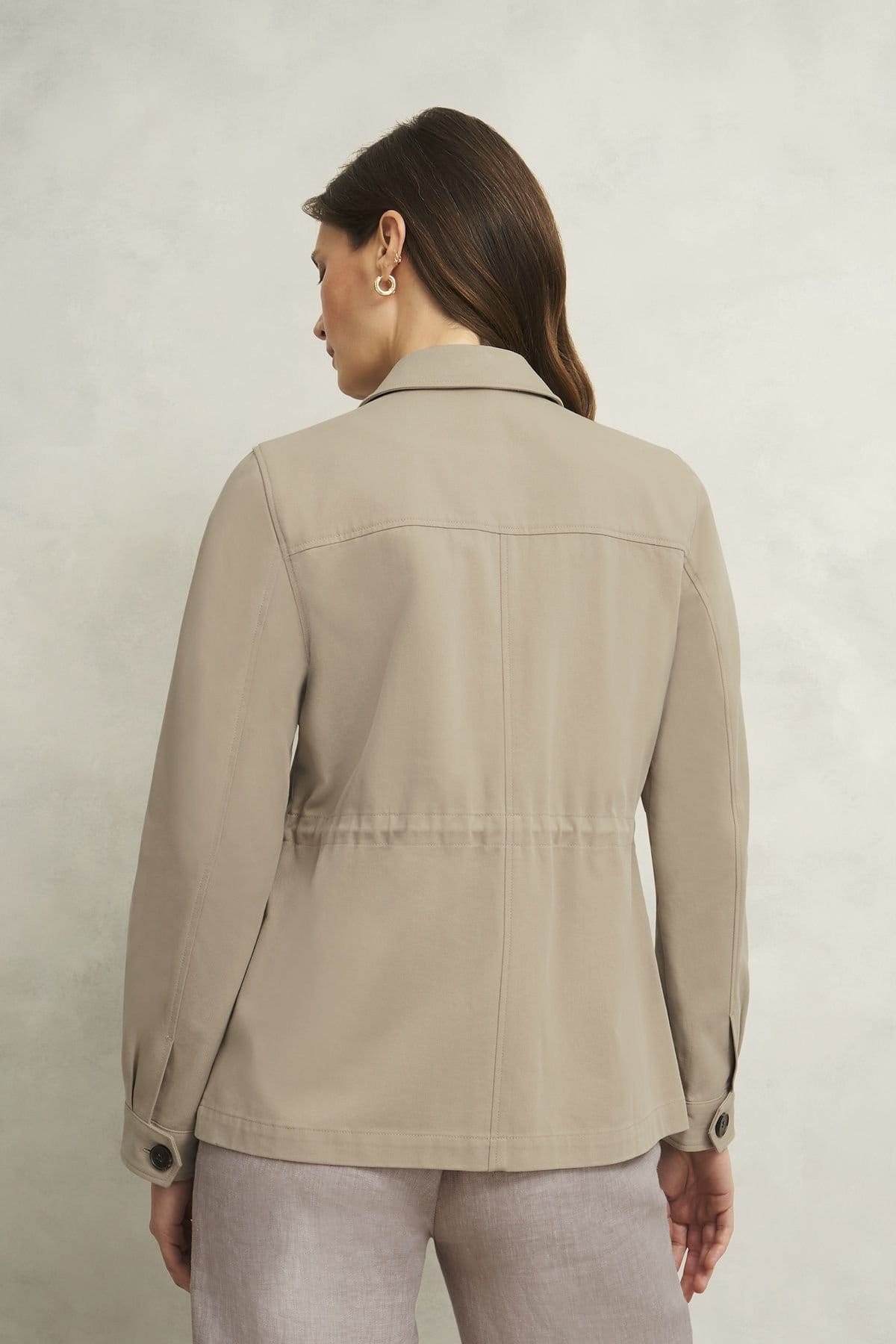 Hobbs London Hobbs London Women's Mandy Drawstring waist Utility Jacket in Pale Grey - 4