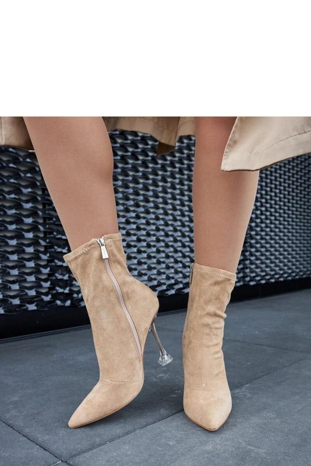 Love Lace Love Lace Women's Ankle Heel Boots with Rounded Toe & Convenient Zip Closure in Beige - 2