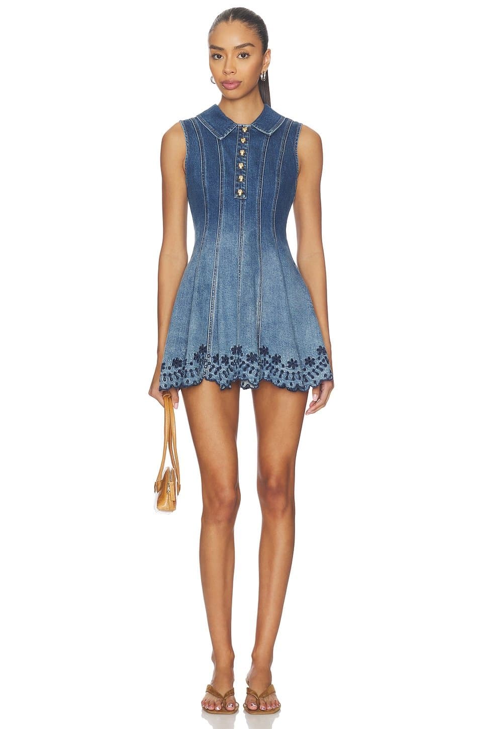 revolve Denim Broderie Mini Dress