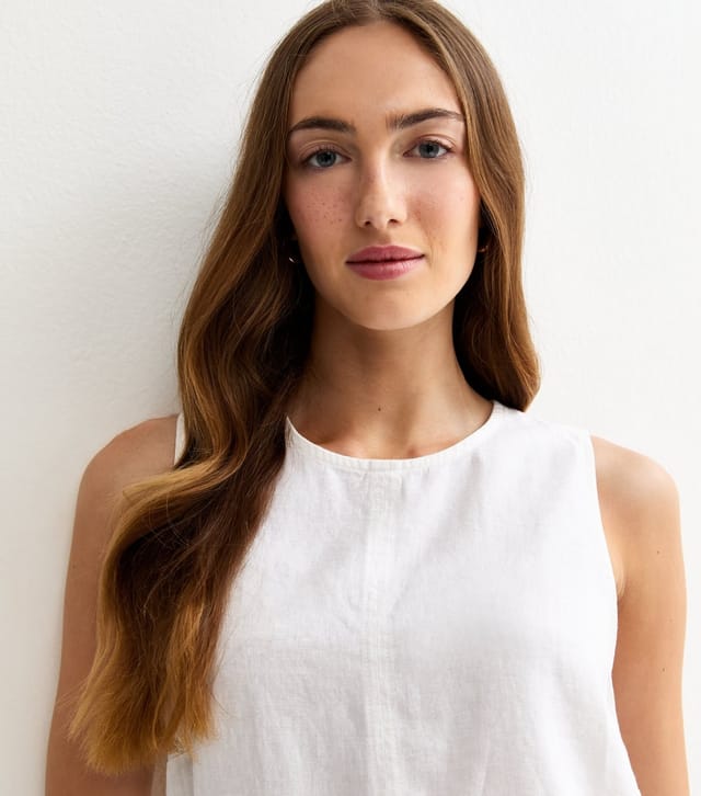 New Look Women's Tall White Linen Blend Sleeveless Top New Look - 2