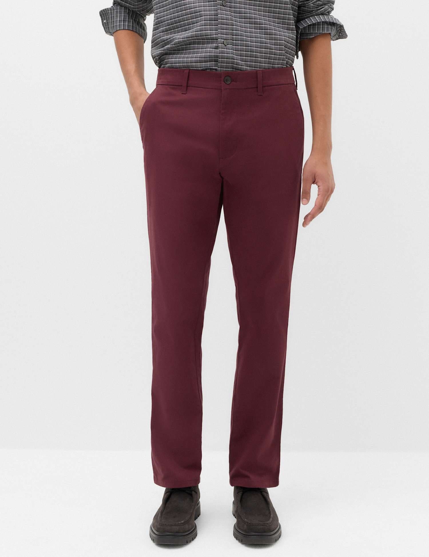Marks & Spencer M&S Slim Fit Cotton Rich Stretch Chinos Bordeaux
