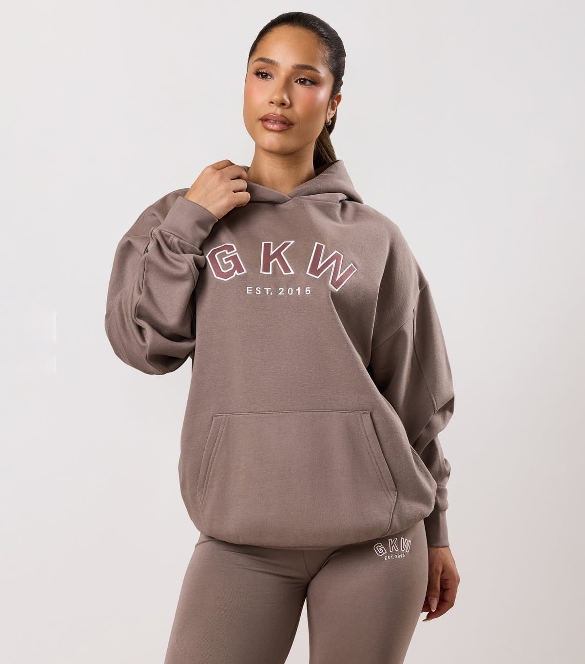 Gym King Women's Light Brown Appliqué Logo Oversized Hoodie Gym King New Look