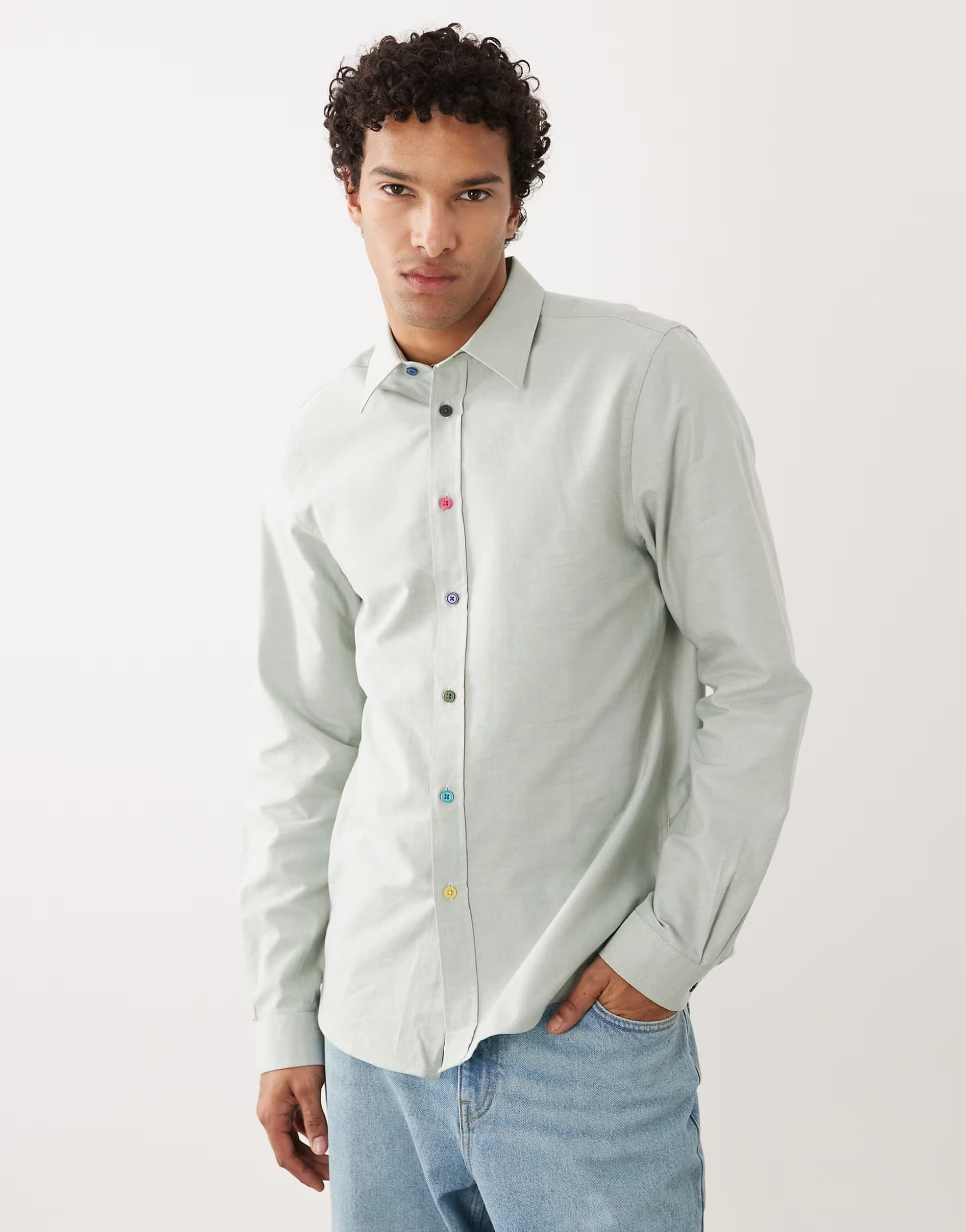 ASOS PS Paul Smith long sleeve tailored fit shirt in light blue
