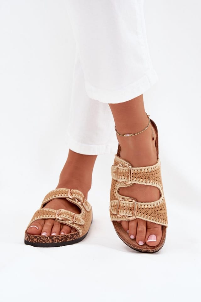 Love Lace Love Lace Women's Crocheted Sandals with Cork Platform & Contoured Suede Insole in Beige - 3