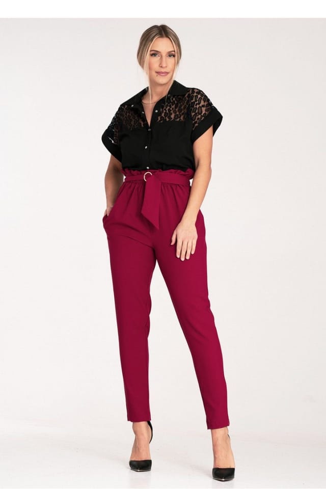 Love Lace Love Lace Women's Extended Cut Buttoned Short Sleeve Shirt in Black - 2