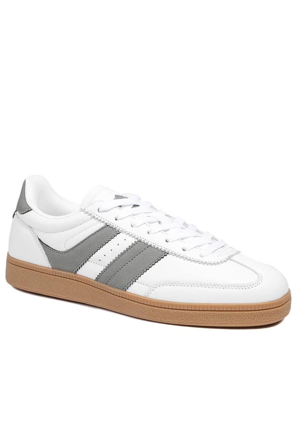 Pavers Pavers Men's White Leather Lace-Up Trainers