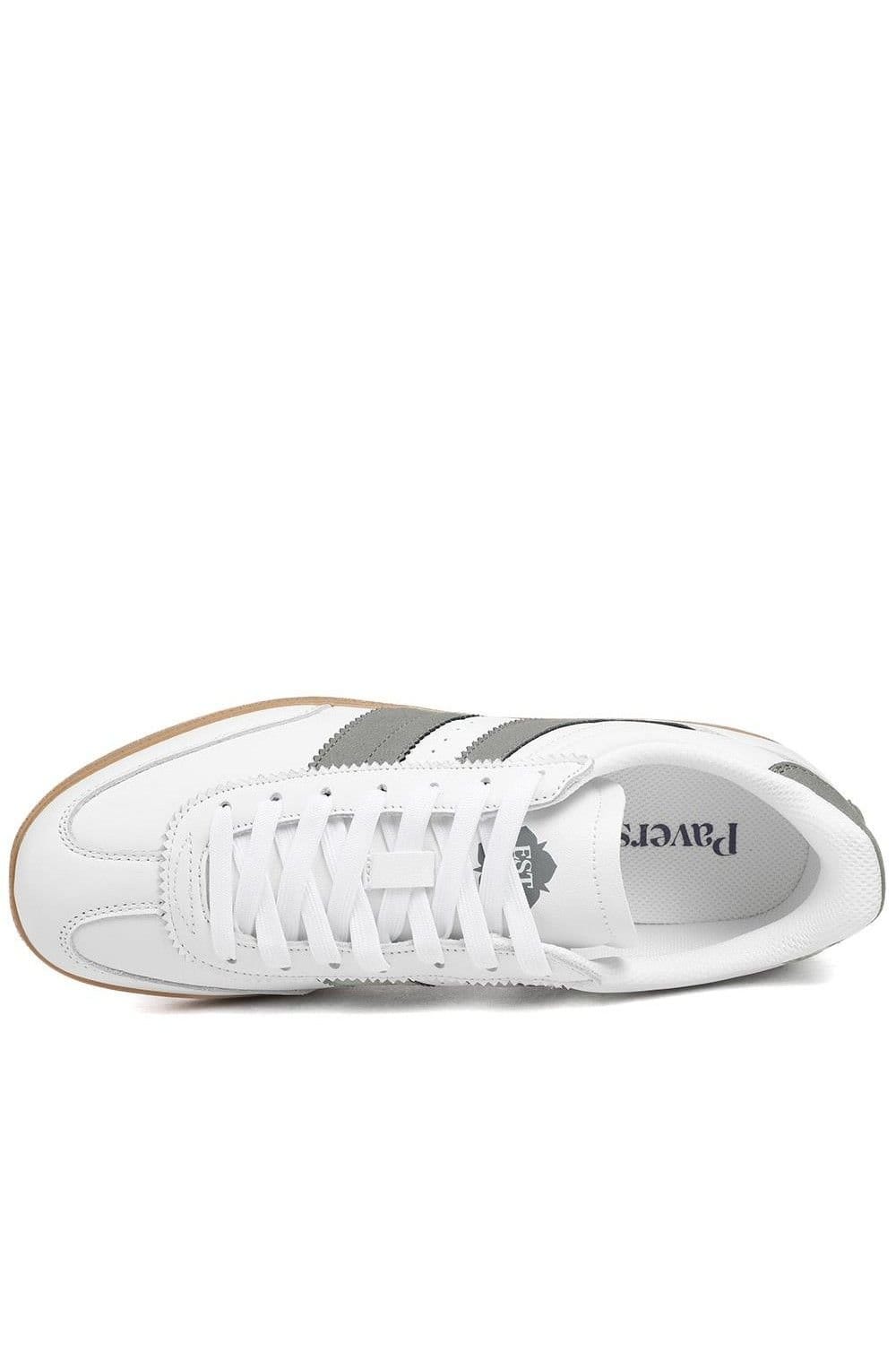 Pavers Pavers Men's Casual Leather Lace Up Trainers in White - 4