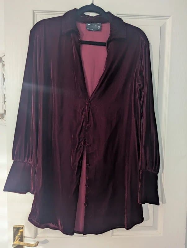 ASOS ASOS red velvet shirt dress