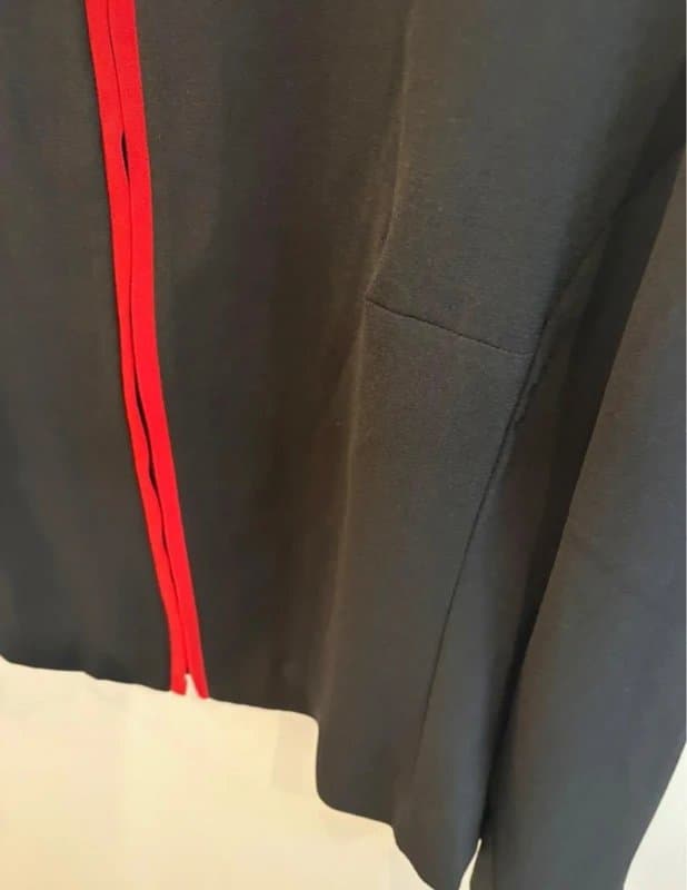 ROMAN Roman Originals Black Cropped Jacket Blazer Red Trim Zip Front UK 18 Smart Evening Vintage