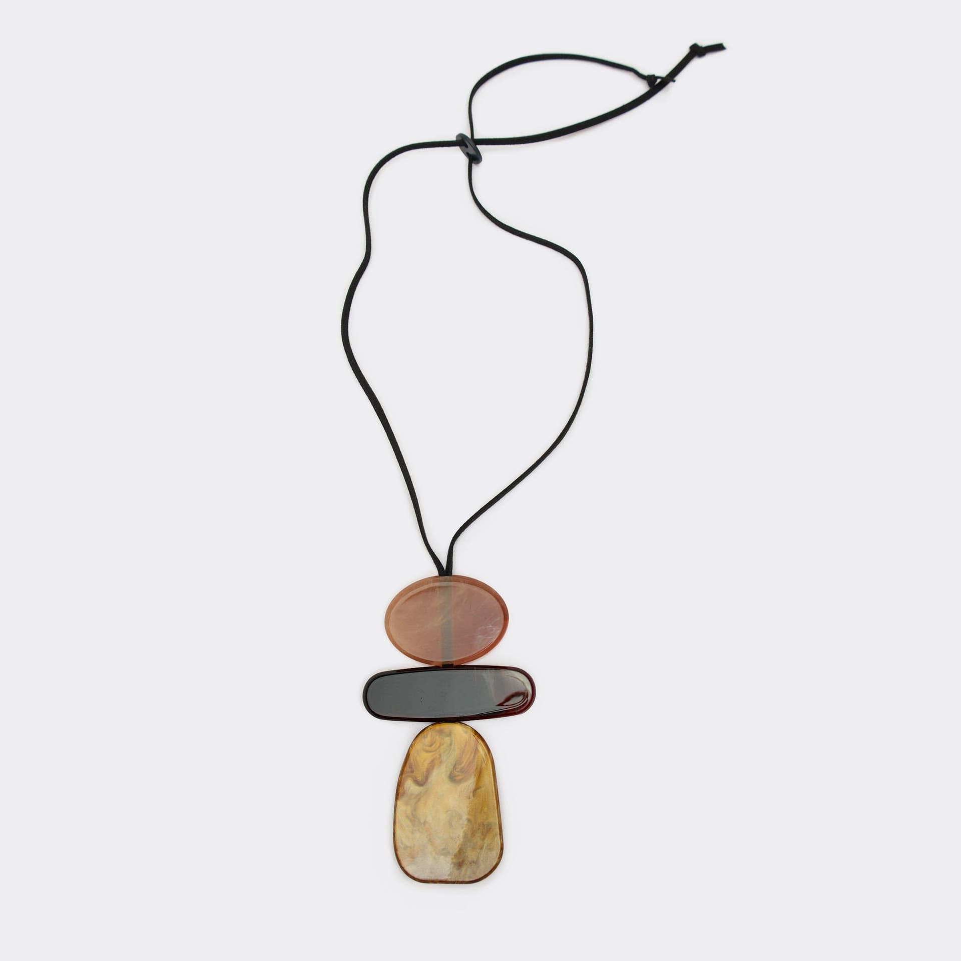 EGO Multi Resin Shape Detail Pendant Necklace In Brown, Women's Size UK 0
