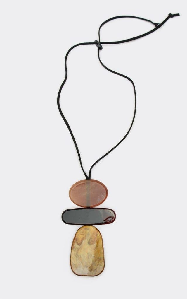 EGO Multi Resin Shape Detail Pendant Necklace In Brown, Women's Size UK 0 - 2