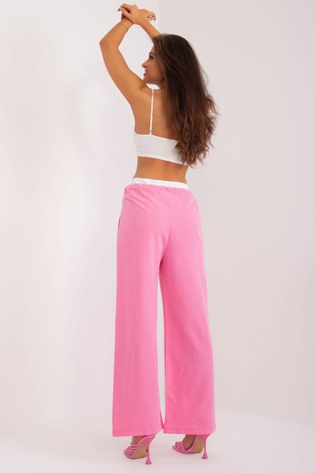 Love Lace Love Lace Women's High Waist Striped Palazzo Trousers in Pink - 3